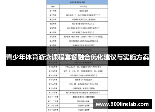 青少年体育游泳课程套餐融合优化建议与实施方案